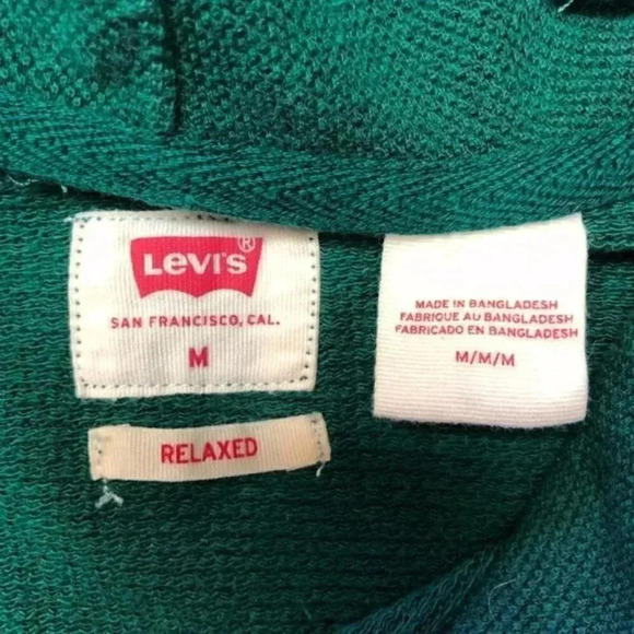 Levi's Pieced Open Hem Cotton Hoodie Tri Color Caviar Block Relaxed Fit Med - Picture 4 of 11